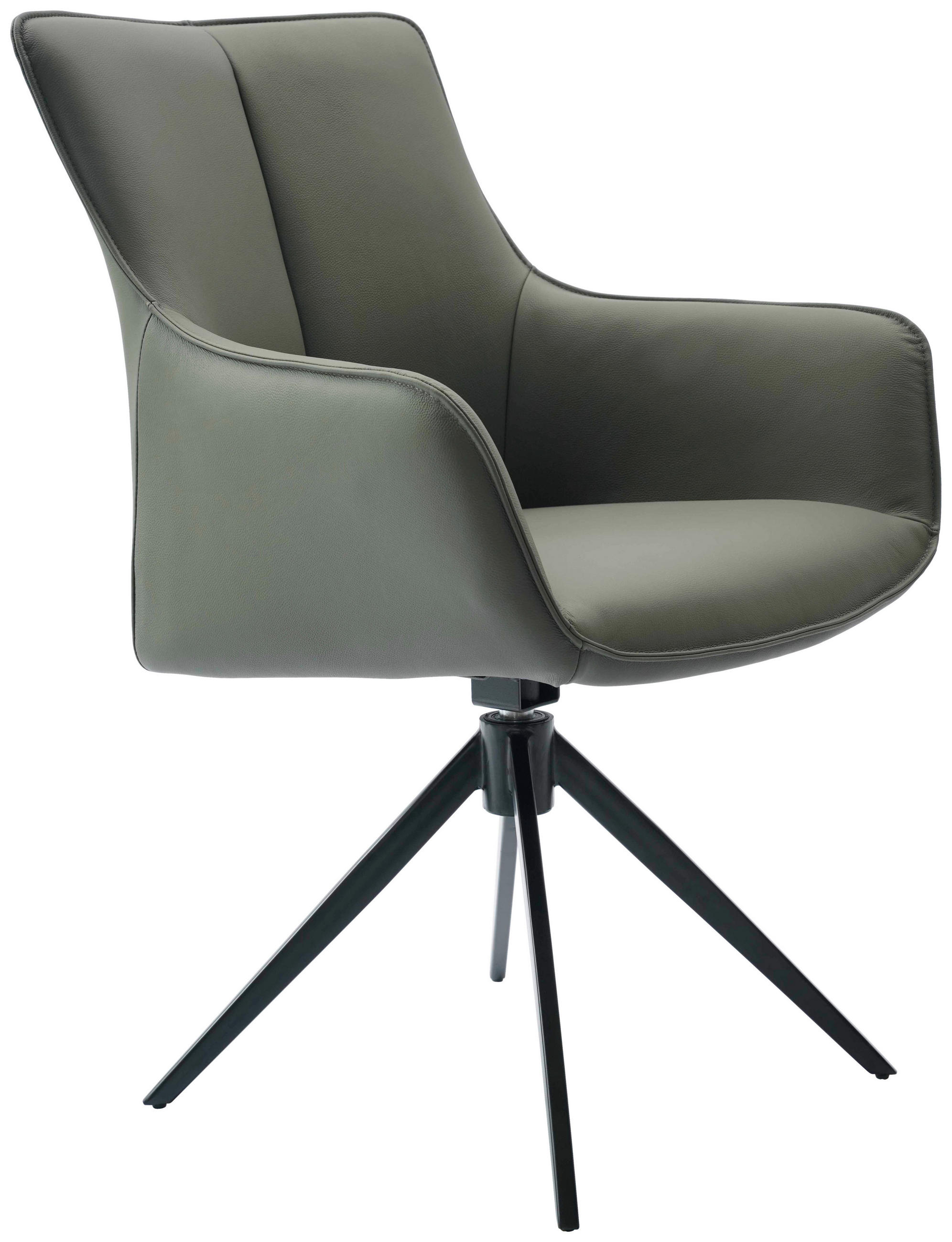 STOL MED ARMSTÖD  i järn äkta läder pigmenterad  - grön/svart, Design, metall/läder (64/87/60cm) - Novel