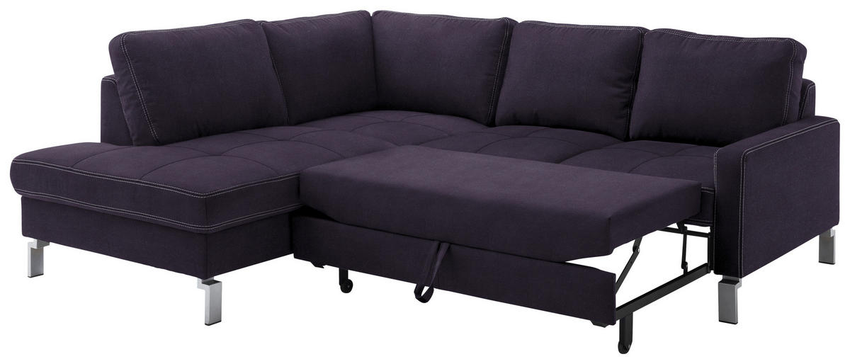 ECKSOFA in Mikrofaser Schwarz  - Chromfarben/Beige, Design, Textil/Metall (200/229cm) - Pure Home Lifestyle