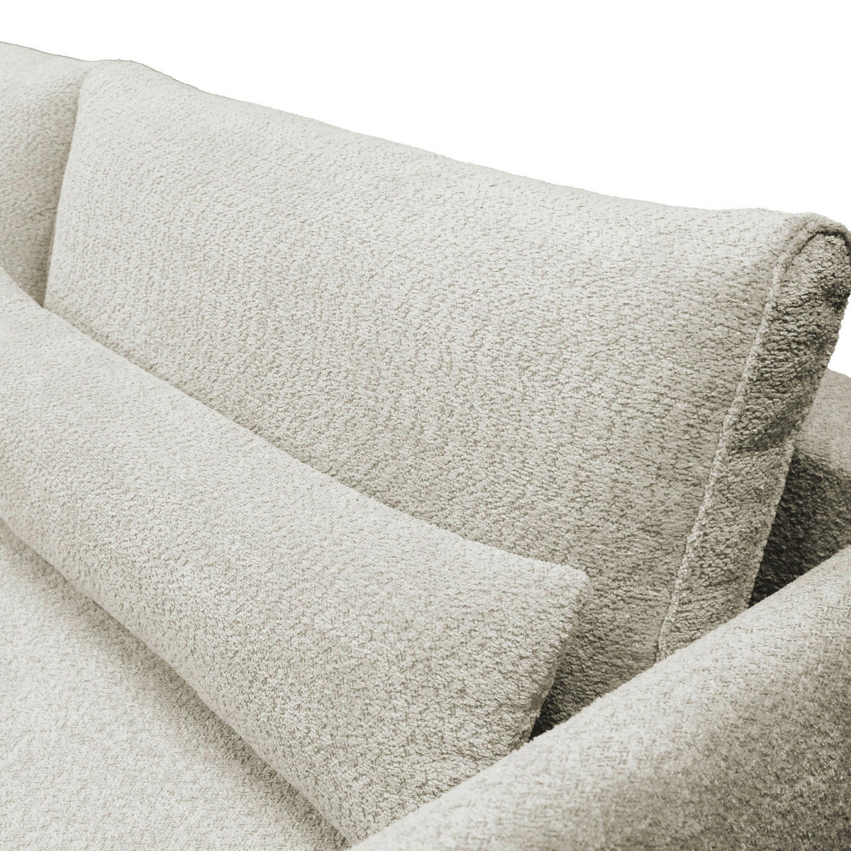 ECKSOFA in Bouclé Creme  - Creme/Schwarz, Design, Textil/Metall (273/204cm) - MID.YOU