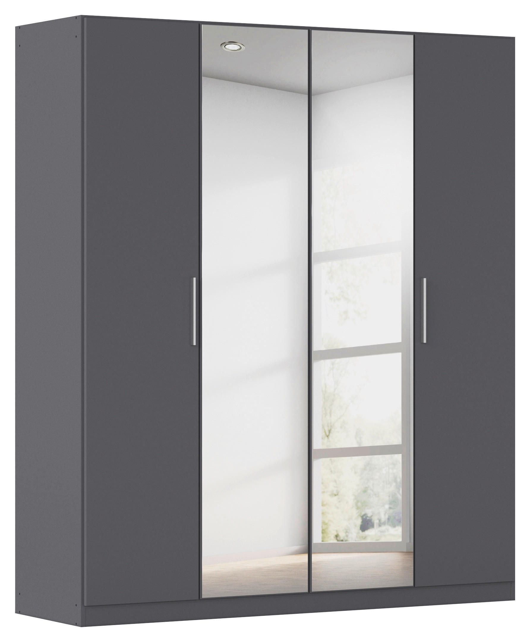 DREHTÜRENSCHRANK 181/210/54 cm,  in Grau, 4 Tür(en)  - Alufarben/Grau, KONVENTIONELL, Glas/Holzwerkstoff (181/210/54cm) - home24