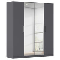 DREHTÜRENSCHRANK 181/210/54 cm,  in Grau, 4 Tür(en)  - Alufarben/Grau, KONVENTIONELL, Glas/Holzwerkstoff (181/210/54cm) - home24