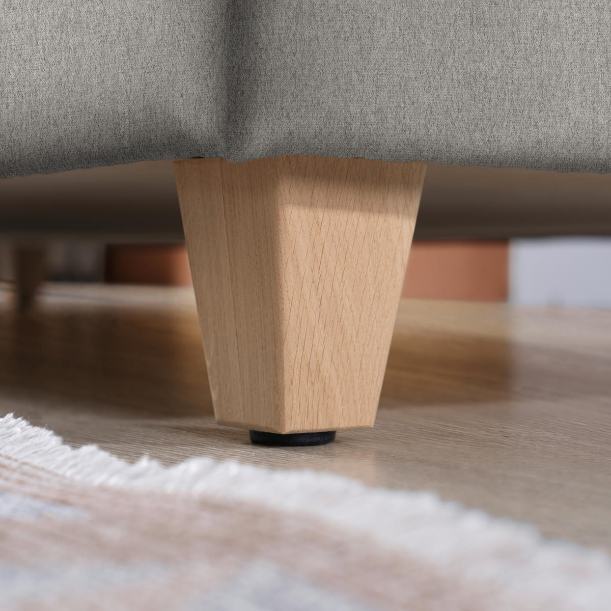 ECKSOFA in Flachgewebe Ecru  261/203 cm  - Ecru/Eichefarben, KONVENTIONELL, Holz/Textil (261/203cm) - Sedda
