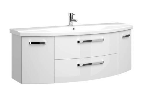 MOSDÓ ALSÓSZEKRÉNY 140/49,2/48 cm  - króm/magasfényű fehér, Basics, faalapú anyag/Üveg (140/49,2/48cm) - Sadena