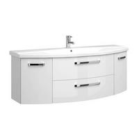 MOSDÓ ALSÓSZEKRÉNY 140/49,2/48 cm  - króm/magasfényű fehér, Basics, faalapú anyag/Üveg (140/49,2/48cm) - Sadena