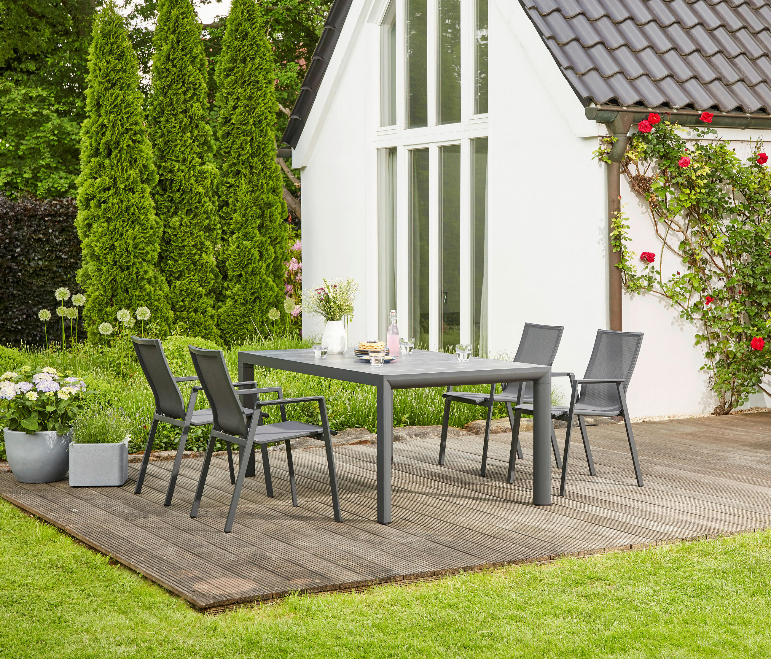 STAPELSESSEL Aluminium Anthrazit  - Anthrazit, Basics, Keramik/Kunststoff (100/88/180cm) - Siena Garden
