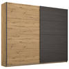 SCHWEBETÜRENSCHRANK 226/210/62 cm 2-türig Eiche Artisan, Schwarz  - Schwarz/Eiche Artisan, MODERN, Holzwerkstoff/Metall (226/210/62cm) - Rauch Möbel