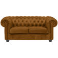 CHESTERFIELD-SOFA Webstoff Currygelb  - Wengefarben/Currygelb, LIFESTYLE, Holz/Textil (180/76,5/96cm) - Landscape
