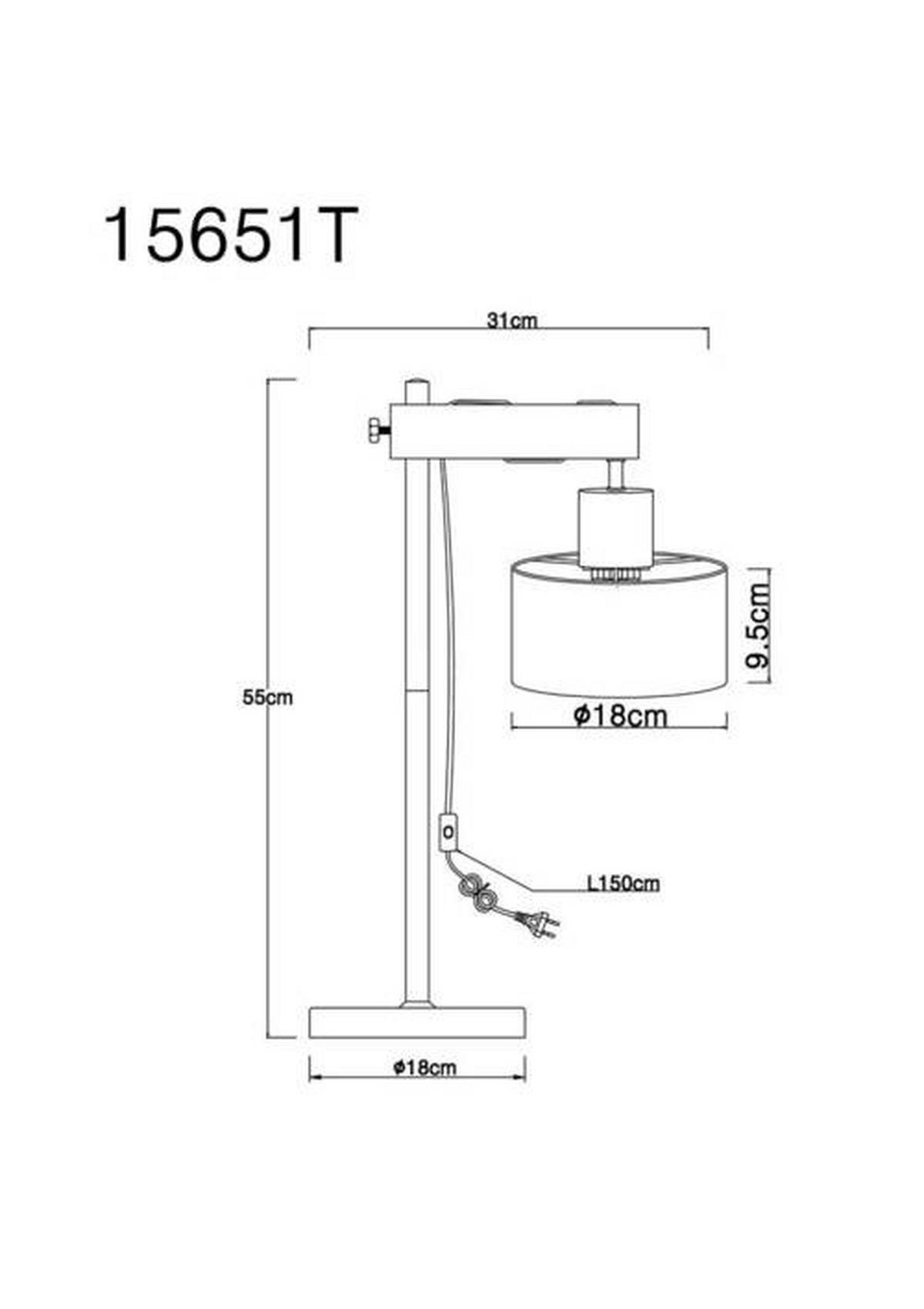 BORDSLAMPA Rielly 31/18/55 cm   - svart/mörkbrun, Design, metall/trämaterial (31/18/55cm) - Globo