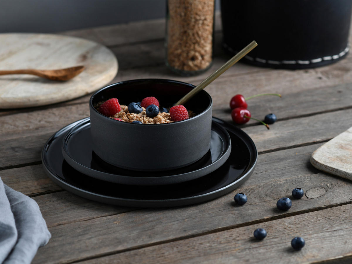 MÜSLISCHALENSET Futuro 4-teilig  - Schwarz, Basics, Keramik (14/14/6cm) - Creatable