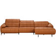 ECKSOFA  in Echtleder Cognac  313/165 cm  - Cognac/Schwarz, Design, Leder/Metall (313/165cm) - Belluti