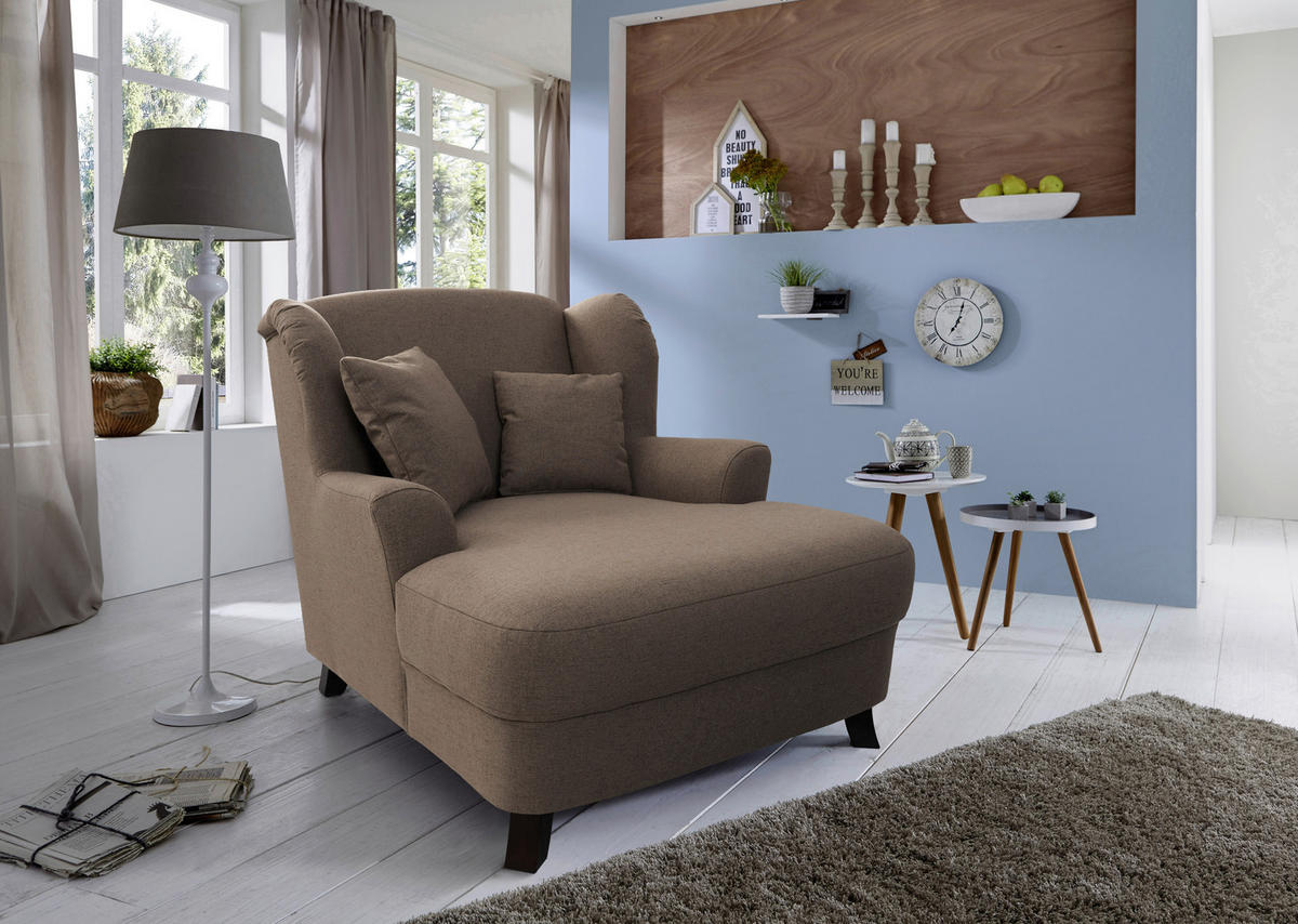 XXL-SESSEL in Flachgewebe Beige  - Dunkelbraun/Beige, Modern, Textil (109/104/145cm) - Sit & More