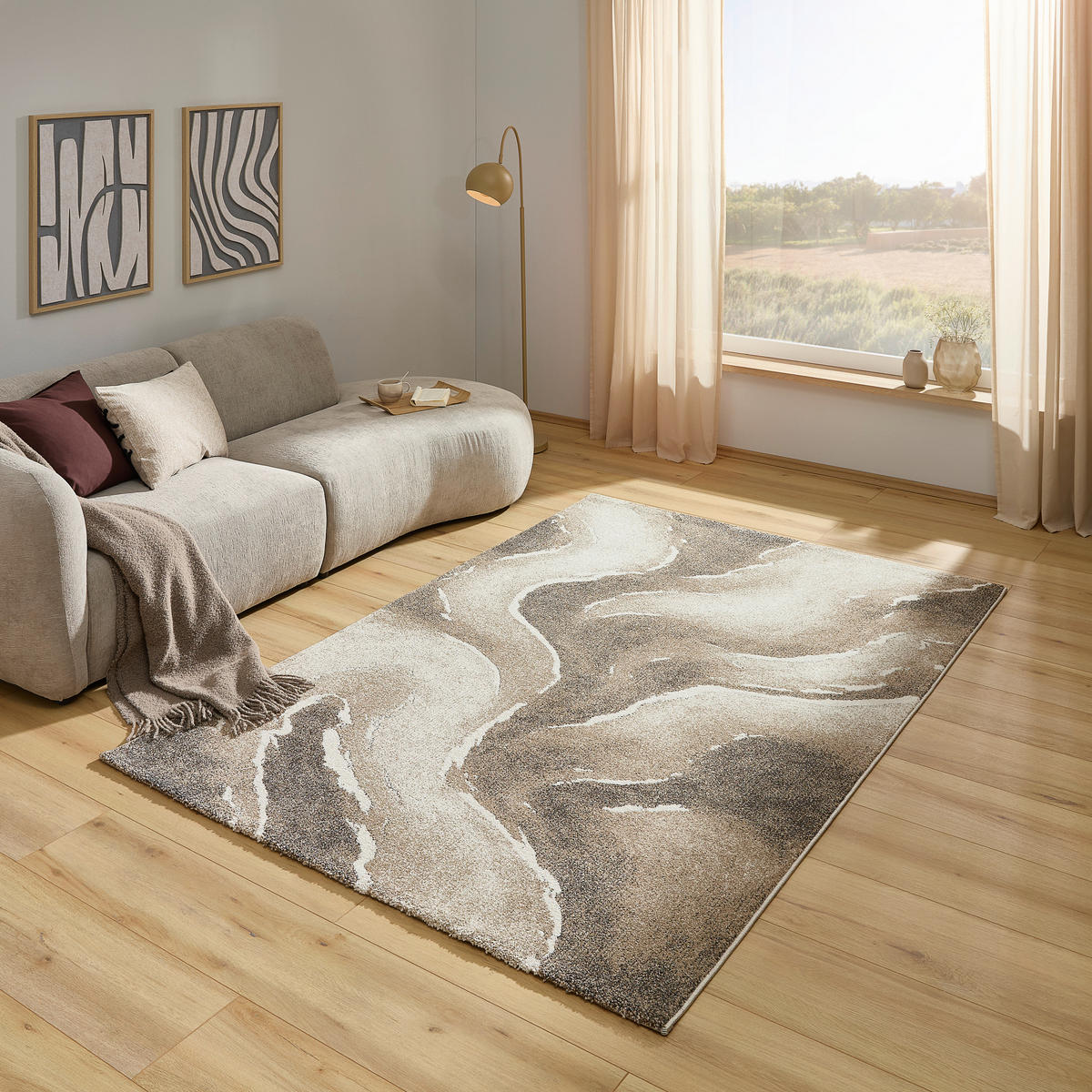 WEBTEPPICH  Wohnzimmer 200/290 cm Braun, Beige rechteckig  - Beige/Braun, Design, Textil (200/290cm) - Novel