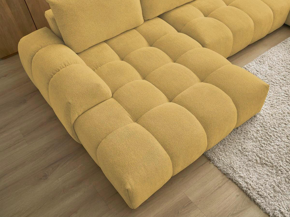 ECKSCHLAFSOFA EVEREST  mit Rücken echt, Armteil links, Armteil rechts Flachgewebe Gelb  - Gelb/Schwarz, MODERN, Kunststoff/Textil (198/423/212cm)