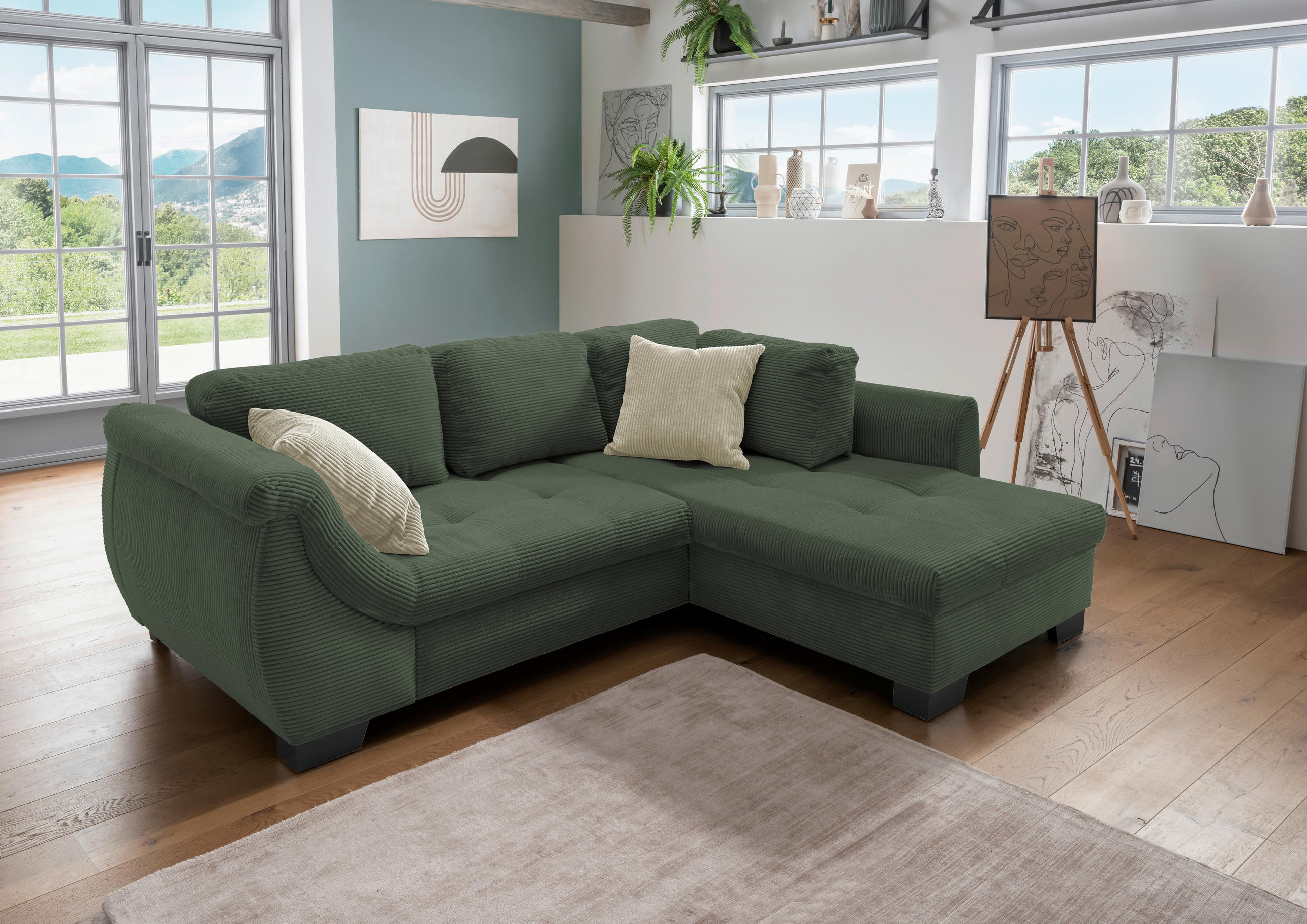 MID.YOU ROHOVÁ SEDACIA SÚPRAVA, textil, zelená