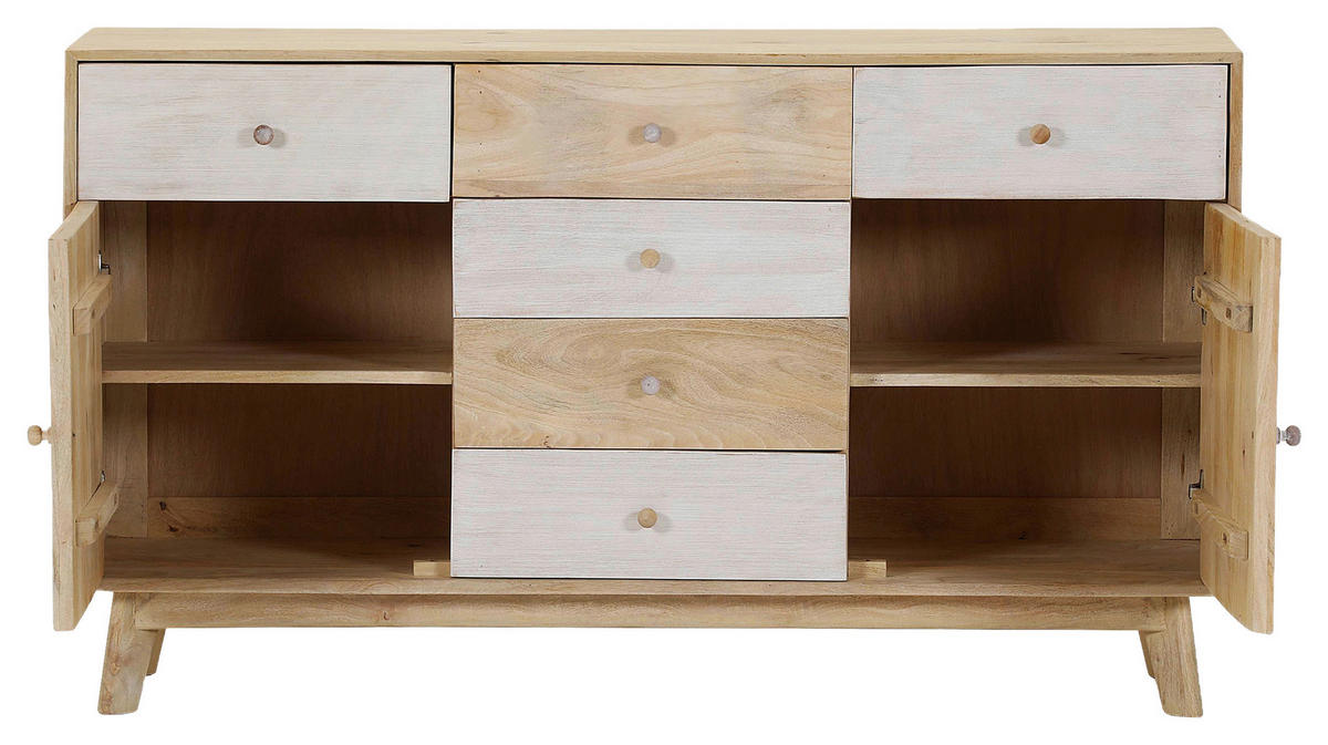 SIDEBOARD Kata  in 140/80/41 cm  - Naturfarben/Weiß, Design, Holz (140/80/41cm) - Landscape
