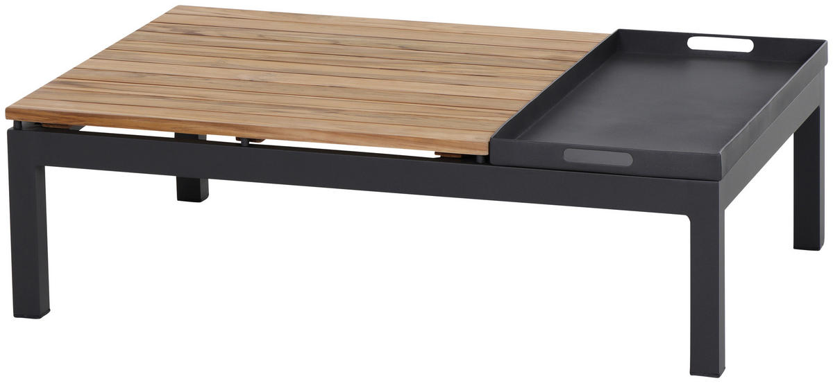 LOUNGETISCH 102/70/27,5 cm Holz  - Anthrazit/Teakfarben, MODERN, Holz/Metall (102/70/27,5cm) - Siena Garden