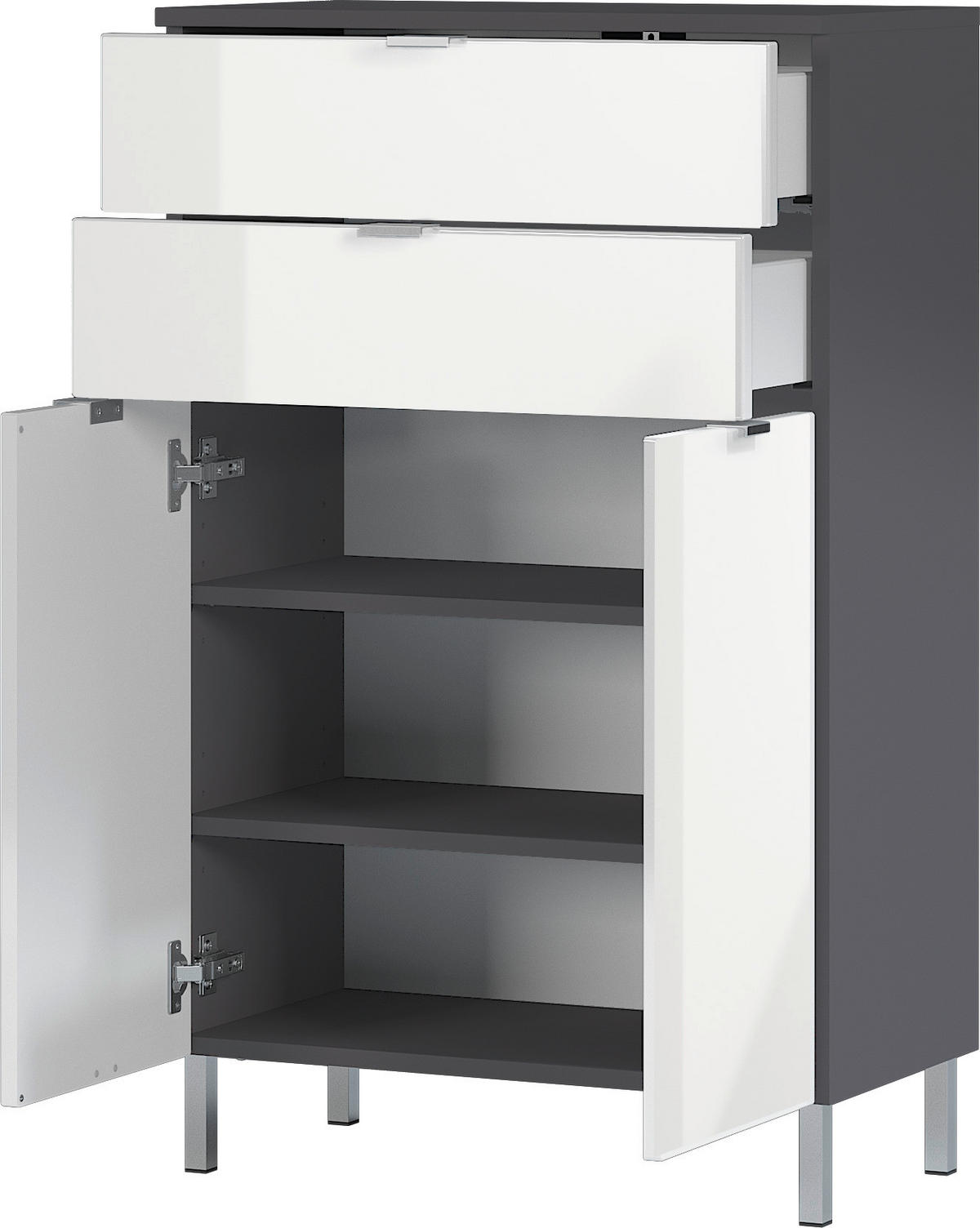 KOMMODE Germania 8531-569 GW-MAURESA  in 60/97/34 cm  - Chromfarben/Graphitfarben, KONVENTIONELL, Holzwerkstoff/Metall (60/97/34cm) - Germania