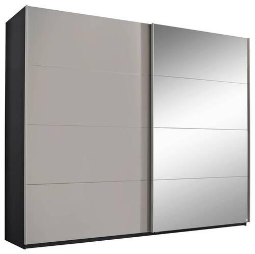 SCHWEBETÜRENSCHRANK  in Graphitfarben, Grau  - Alufarben/Graphitfarben, Design, Glas/Holzwerkstoff (316/236/68cm) - Xora