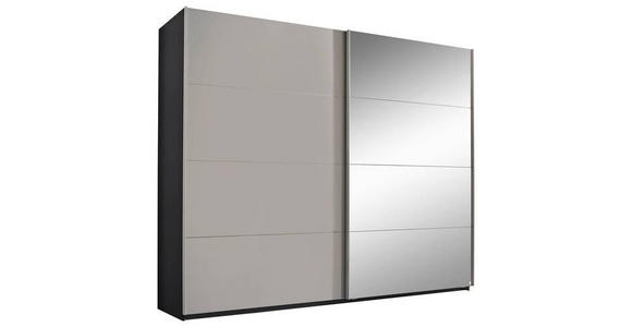 SCHWEBETÜRENSCHRANK  in Graphitfarben, Grau  - Alufarben/Graphitfarben, Design, Glas/Holzwerkstoff (316/236/68cm) - Xora