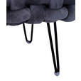 HOCKER Samt Schwarz, Grau  - Schwarz/Grau, Trend, Textil/Metall (44/41/44cm) - Xora