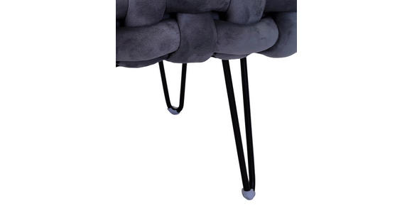 HOCKER Samt Schwarz, Grau - Schwarz/Grau, Trend, Textil/Metall (44/41/44cm) - Xora