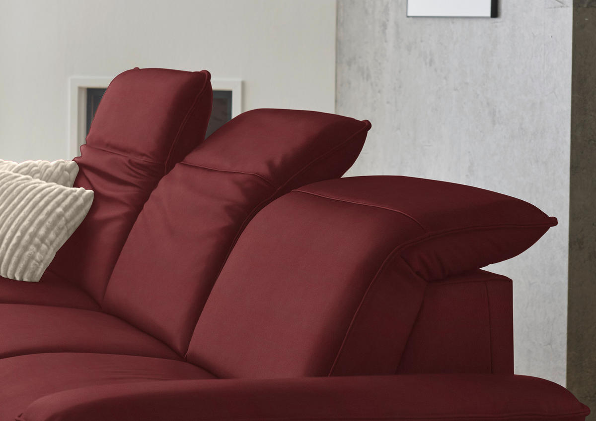 ECKSOFA  Echtleder Rot  - Rot/Schwarz, Design, Leder/Metall (169/307cm) - Beldomo Premium