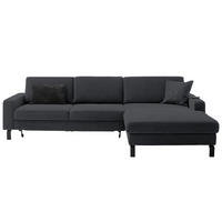 ECKSOFA in Cord Anthrazit  - Anthrazit/Schwarz, Design, Textil/Metall (298/185cm) - Pure Home Lifestyle