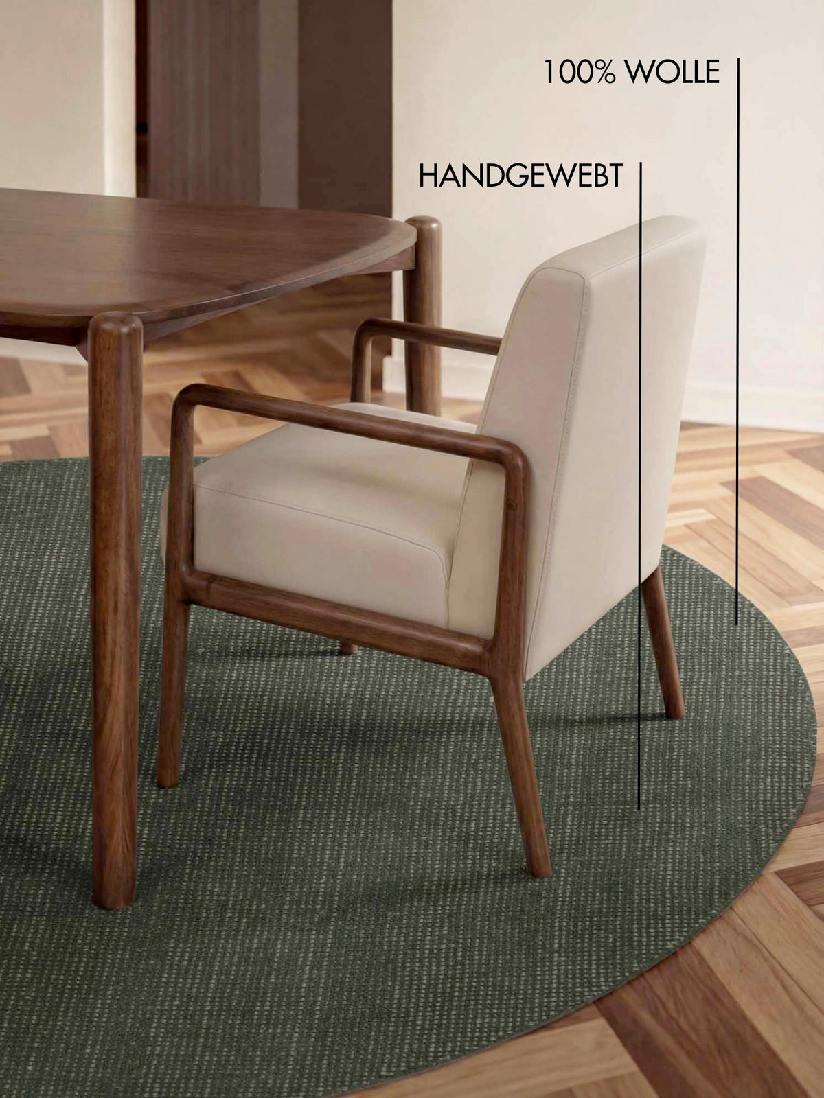 WOLLTEPPICH 200 cm Greenwich Dunkelgrün rund  - Dunkelgrün, Basics, Textil (200cm) - Ted Baker