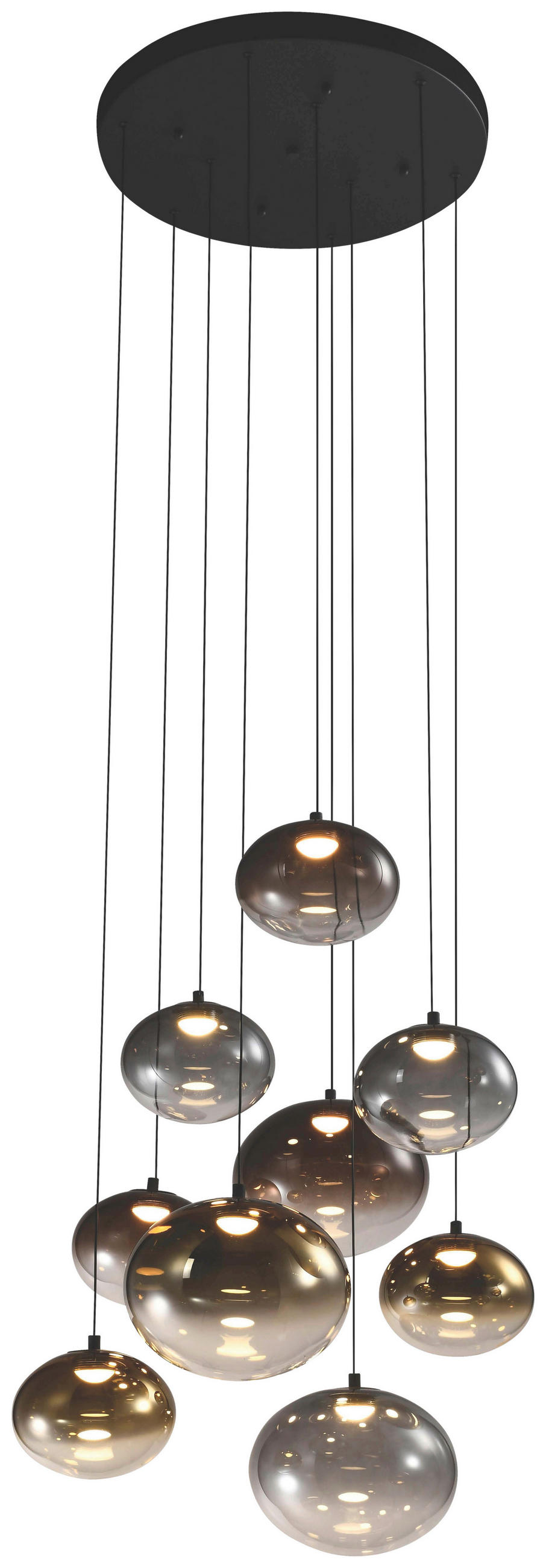LED-HÄNGELEUCHTE Pesaro 65/300/65 cm  - Schwarz, Design, Glas/Metall (65/300/65cm)