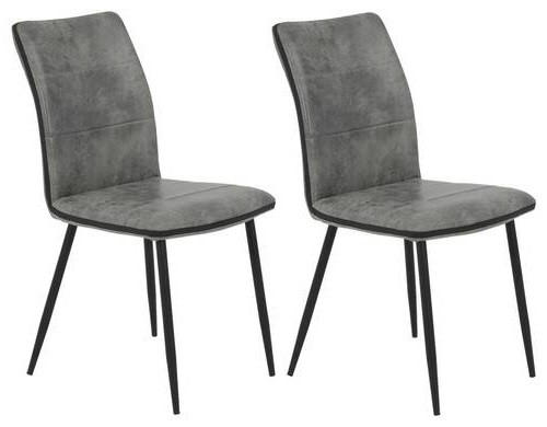STUHL-SET Mikrofaser Grau  - Schwarz/Grau, MODERN, Textil/Metall (44/87/57cm) - MID.YOU