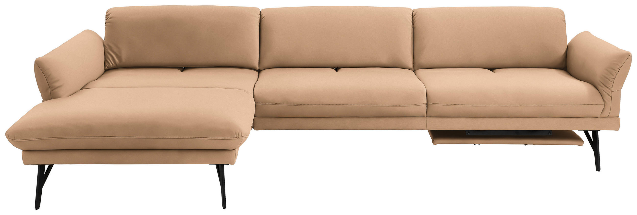 ECKSOFA in Echtleder Naturfarben, Orange  - Anthrazit/Naturfarben, Design, Leder/Metall (173/308cm) - Joop!