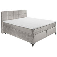 BOXSPRINGBETT 180/200 cm  in Hellgrau  - Hellgrau/Schwarz, Design, Holzwerkstoff/Kunststoff (180/200cm) - Xora