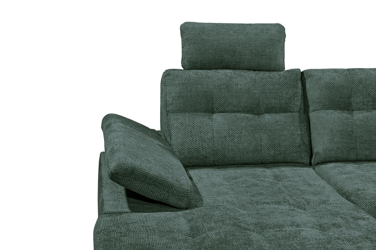 WOHNLANDSCHAFT RONDA Dunkelgrün Webstoff  - Dunkelgrün/Schwarz, Basics, Kunststoff/Textil (170/324/218cm) - Livetastic