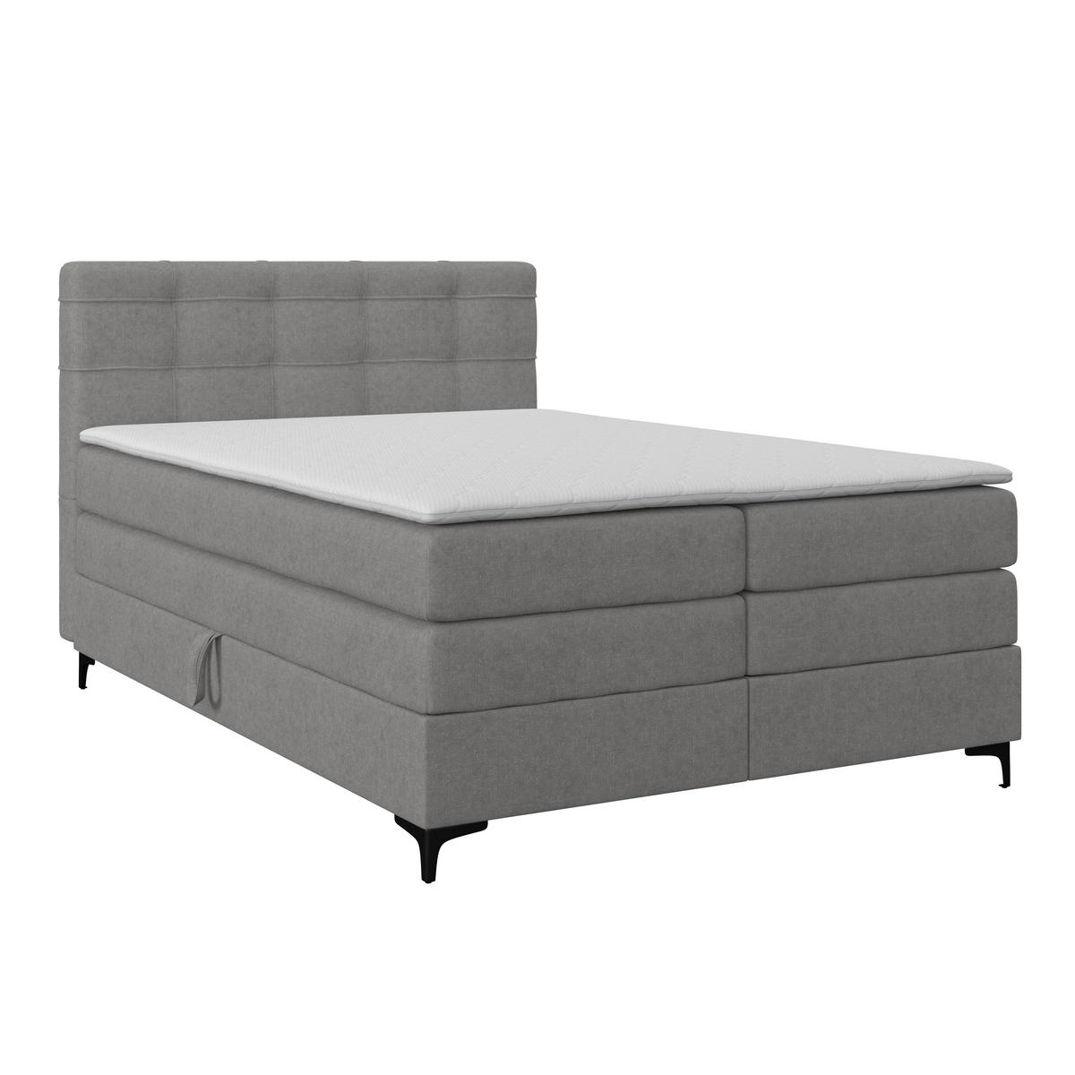 BOXSPRINGBETT 140/200 cm,  in Grau, H3 = fest  - Schwarz/Grau, KONVENTIONELL, Kunststoff/Textil (140/200cm)