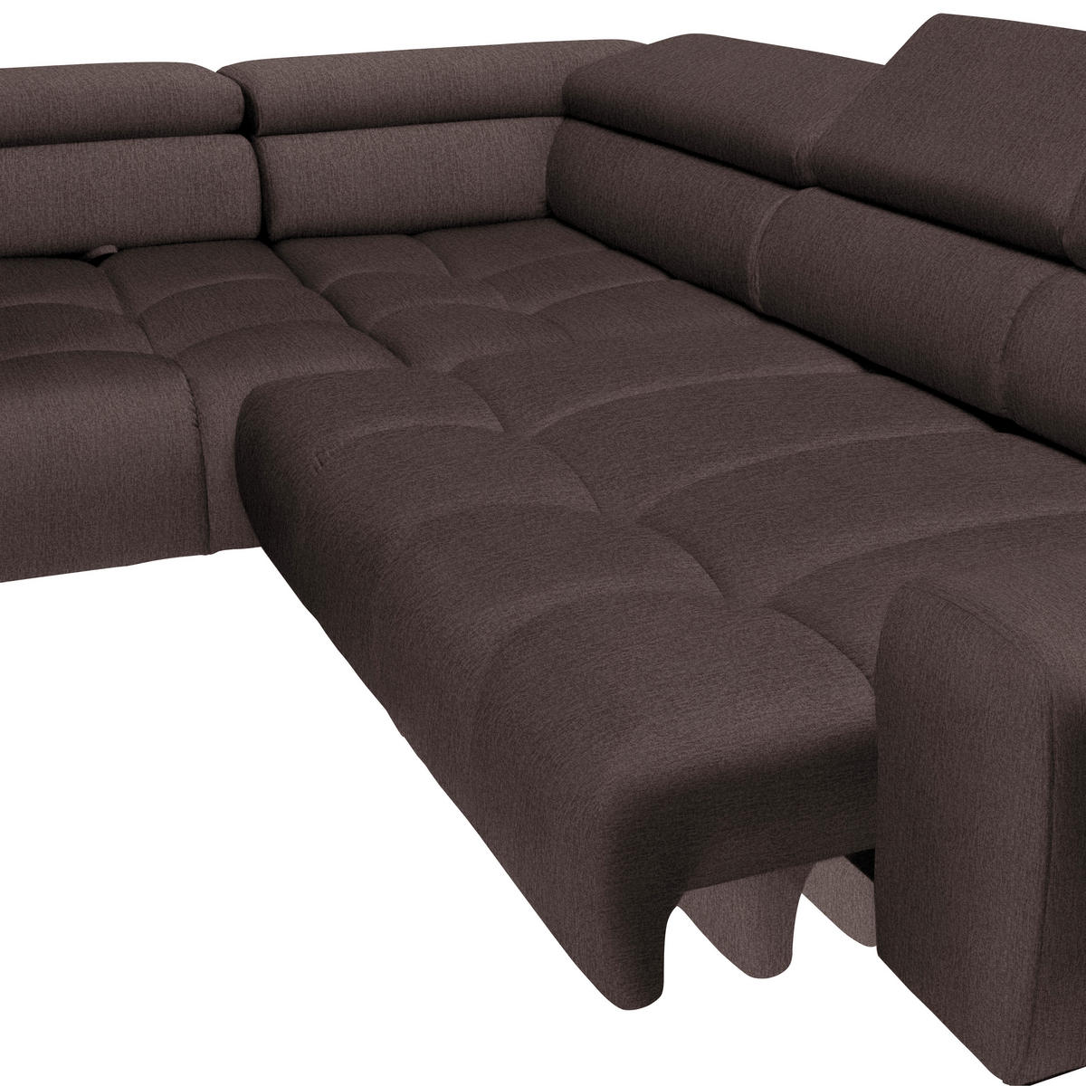 ECKSOFA in Samt, Webstoff Graubraun  - Graubraun/Schwarz, Design, Textil/Metall (216/300cm) - Welnova