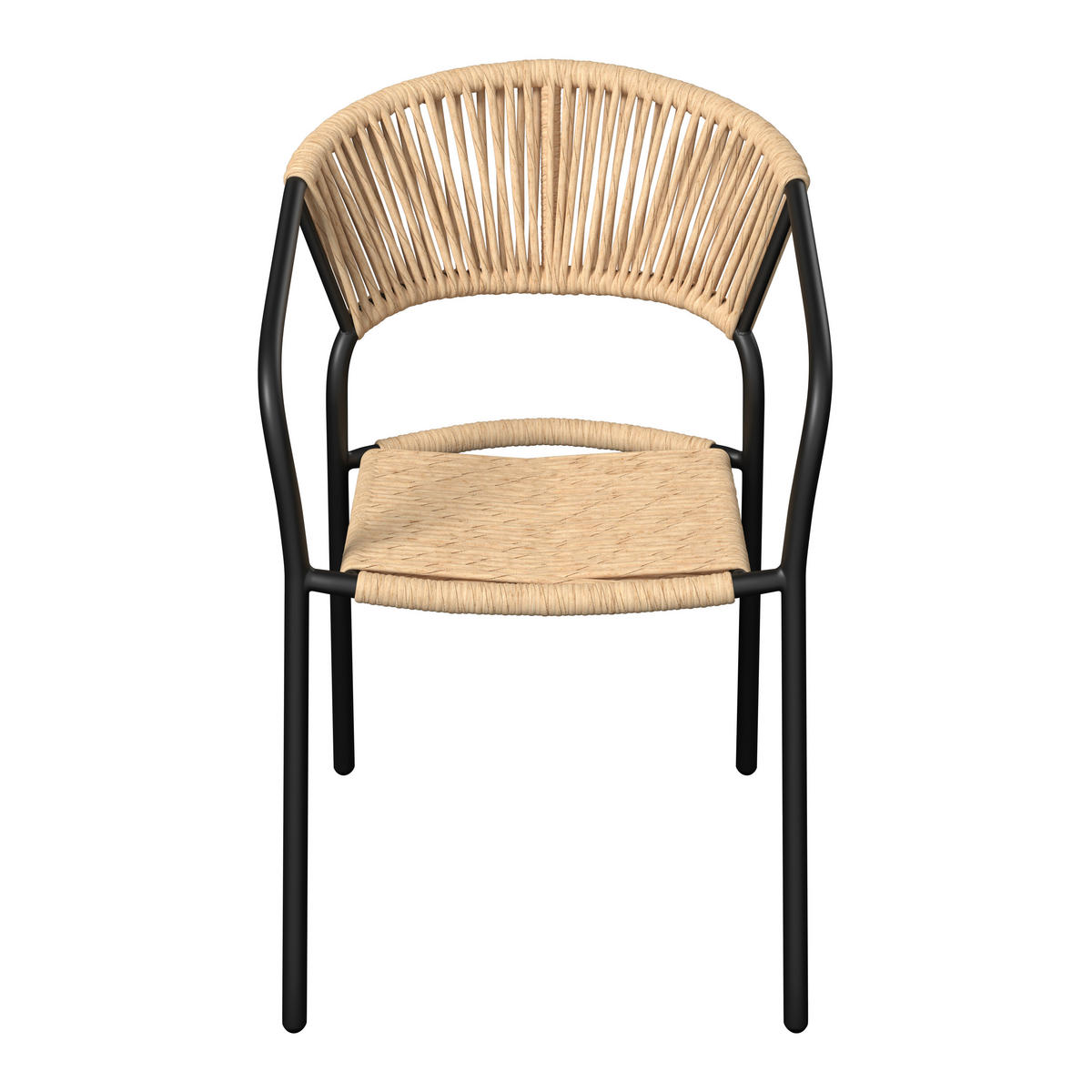 BALKONSET  - Schwarz/Naturfarben, Basics, Glas/Kunststoff (55/78/55cm) - Ambia Garden