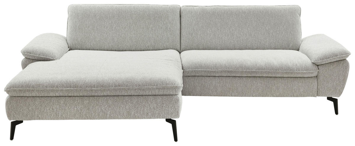 ECKSOFA Ecru Webstoff  - Ecru/Schwarz, Design, Textil/Metall (197/295cm) - Valdera