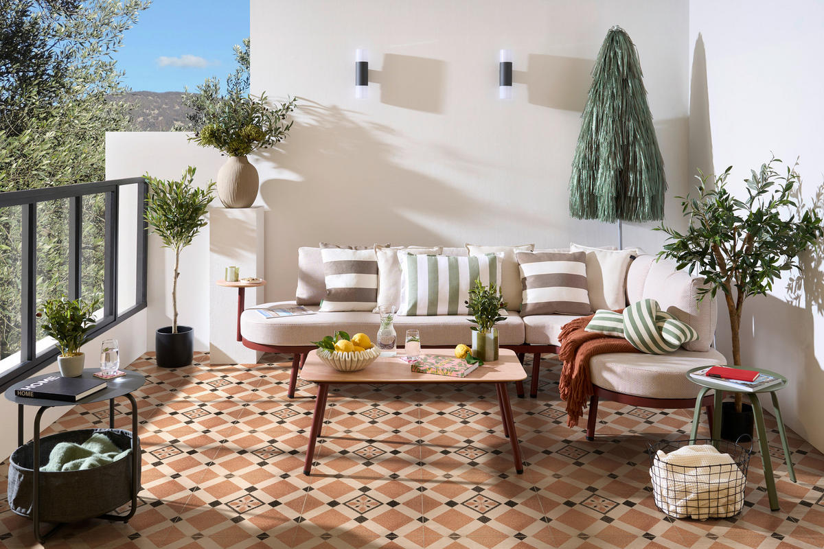 LOUNGEGARNITUR 4-teilig  - Weinrot/Creme, Modern, Kunststoff/Textil (255/165cm) - Ambia Garden
