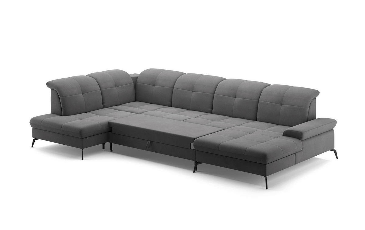 WOHNLANDSCHAFT in Flachgewebe Grau  - Schwarz/Grau, Konventionell, Textil/Metall (231/357/185cm) - Sit & More
