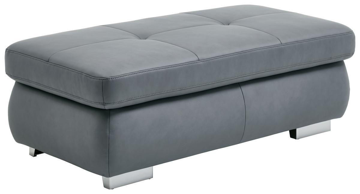 HOCKER in Leder Grau  - Alufarben/Grau, Design, Leder/Metall (129/45/64cm) - Beldomo Premium