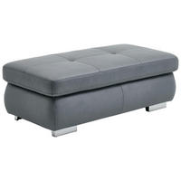 HOCKER in Leder Grau  - Alufarben/Grau, Design, Leder/Metall (129/45/64cm) - Beldomo Premium