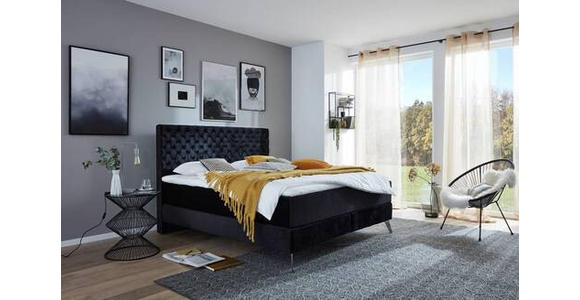 BOXSPRINGBETT 160/200 cm  in Schwarz  - Chromfarben/Schwarz, Design, Textil/Metall (160/200cm) - Xora