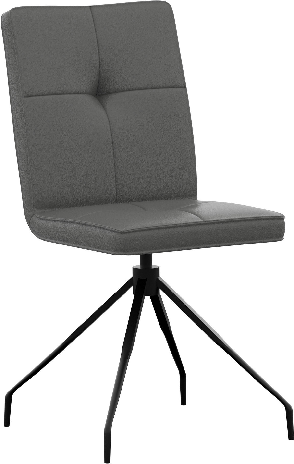 STUHL Echtleder Dunkelgrau  - Dunkelgrau, Design, Leder/Metall (45/96/58cm) - Moderano