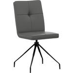 STUHL  Lederauswahl, Sitzfläche 180° drehbar  Echtleder  - Dunkelgrau, Design, Leder/Metall (45/96/58cm) - Moderano