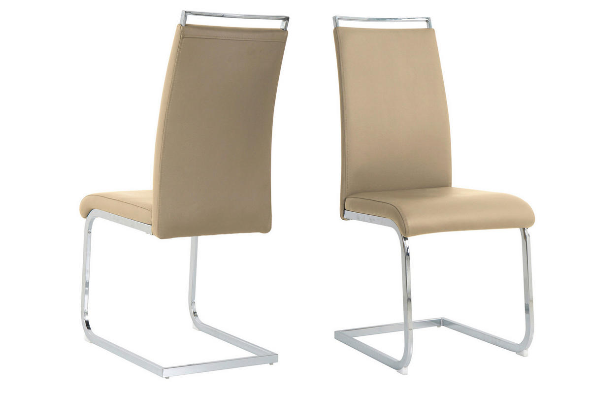 STUHL-SET 2 Stück  in Lederlook Kunststoff, Textil  - Taupe/Silberfarben, Design, Kunststoff/Textil (42/101/58cm) - Livetastic