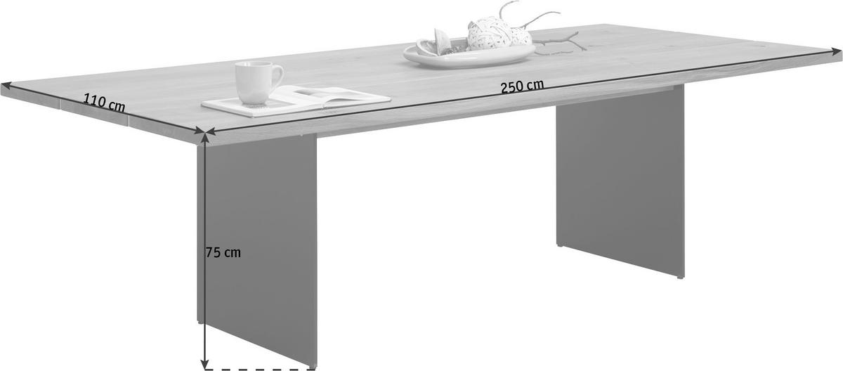 ESSTISCH in Holz, Metall 250/110/75 cm  - Eichefarben/Schwarz, Natur, Holz/Metall (250/110/75cm) - Venjakob