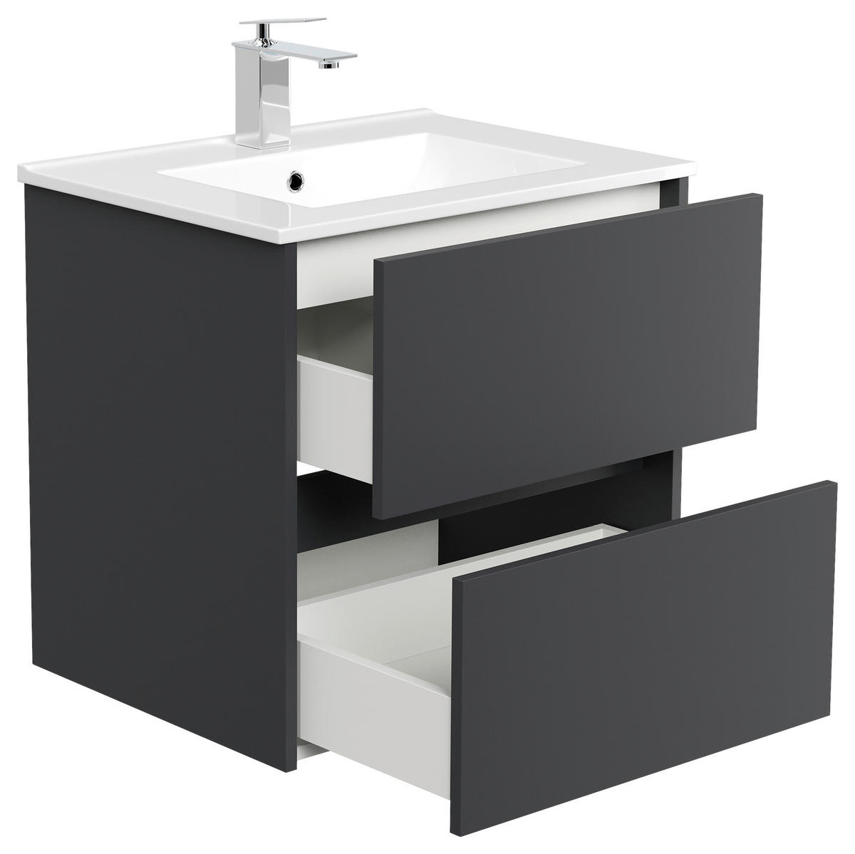 WASCHTISCHKOMBI 60 cm  - Graphitfarben/Weiß, MODERN, Keramik/Holzwerkstoff (60cm) - MID.YOU