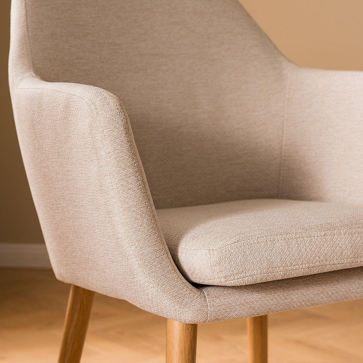 ARMLEHNSTUHL  in Webstoff  - Eichefarben/Beige, MODERN, Holz/Textil (58/84/58cm) - home24