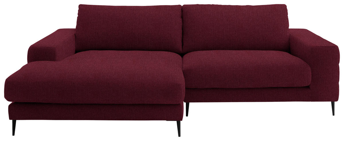 ECKSOFA in Flachgewebe Rot  177/253 cm  - Rot/Schwarz, Design, Textil/Metall (177/253cm) - Dieter Knoll