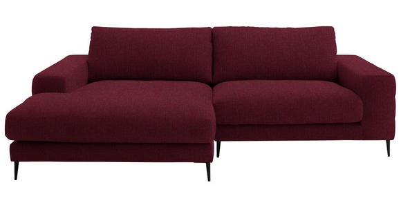 ECKSOFA  in Flachgewebe Rot  177/253 cm  - Rot/Schwarz, Design, Textil/Metall (177/253cm) - Dieter Knoll